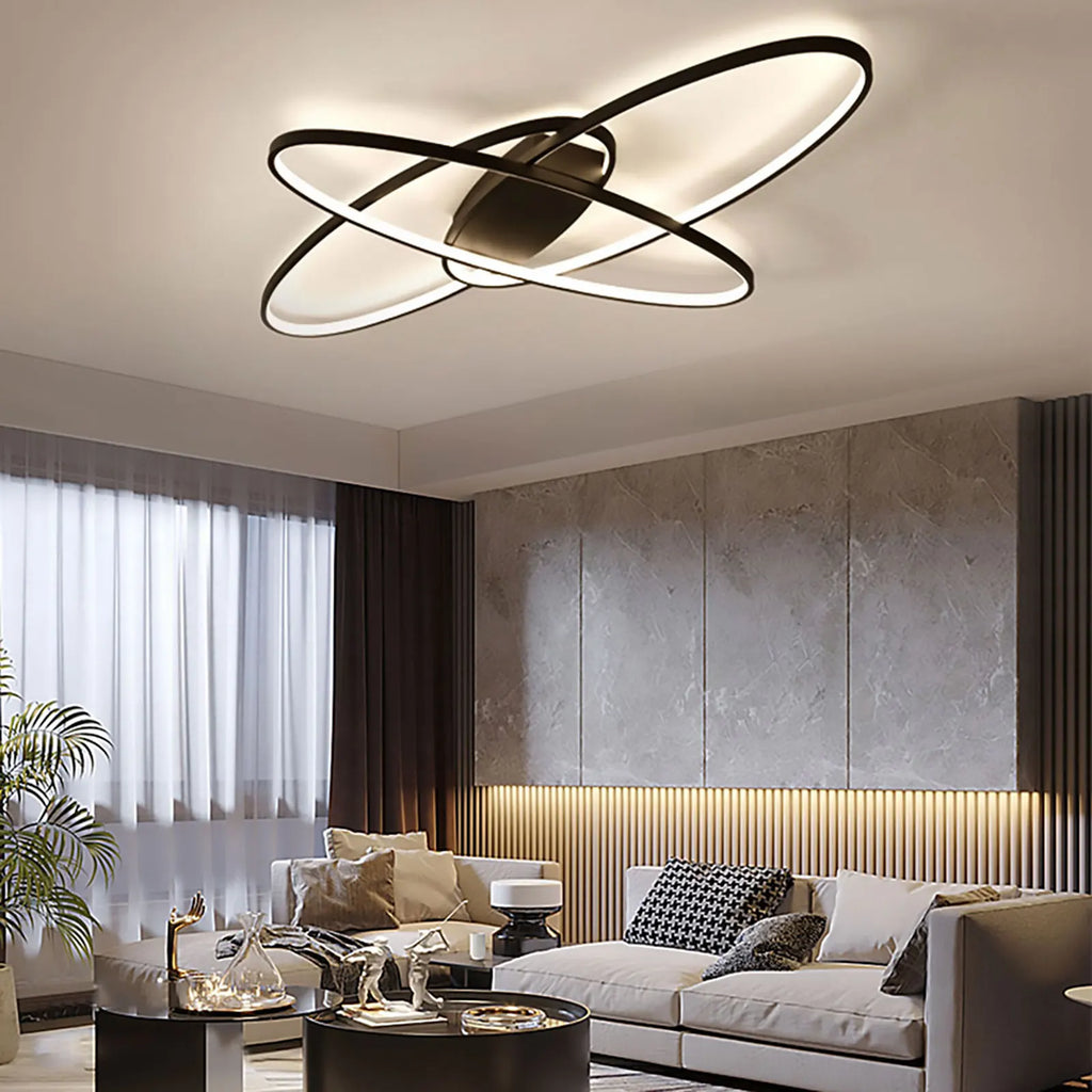 Geometrisk LED Taklampa Svart 40W – 3 Färger Dimbar