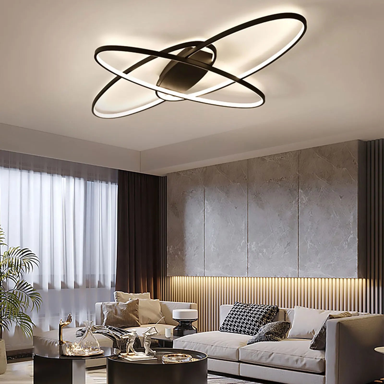 Geometrisk LED Taklampa Svart 40W – 3 Färger Dimbar