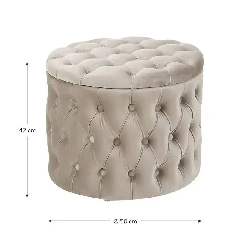 Rund Sittpuff i Sammet – Fotpall & Sittpall