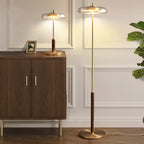 Lyxig Guld Glasgolvlampa Retro – Svamp Metalldesign