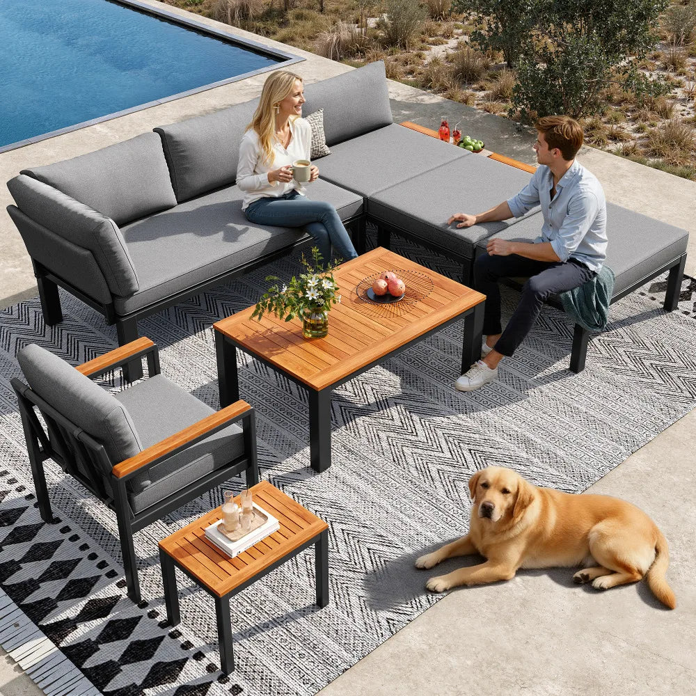 Modulärt Loungeset – Soffgrupp & Träbord
