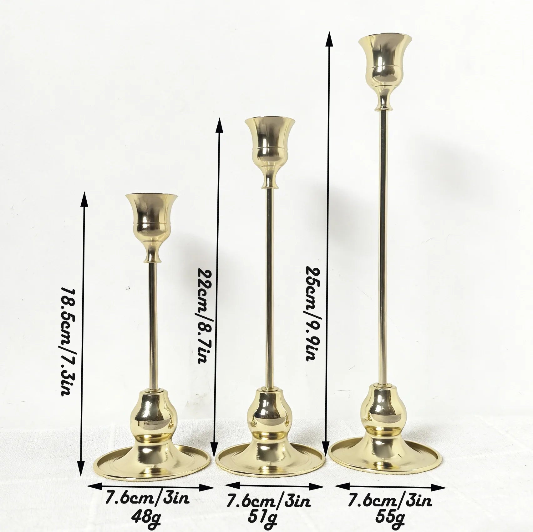 Vintage Metallljusstake Antihalk – Ø2-2,2 cm Bröllop & Middagsdekoration