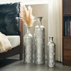 Modern Metallvaser Set 3 Silvervåg 50/66/83 cm – Golvvas Vardagsrum & Hall
