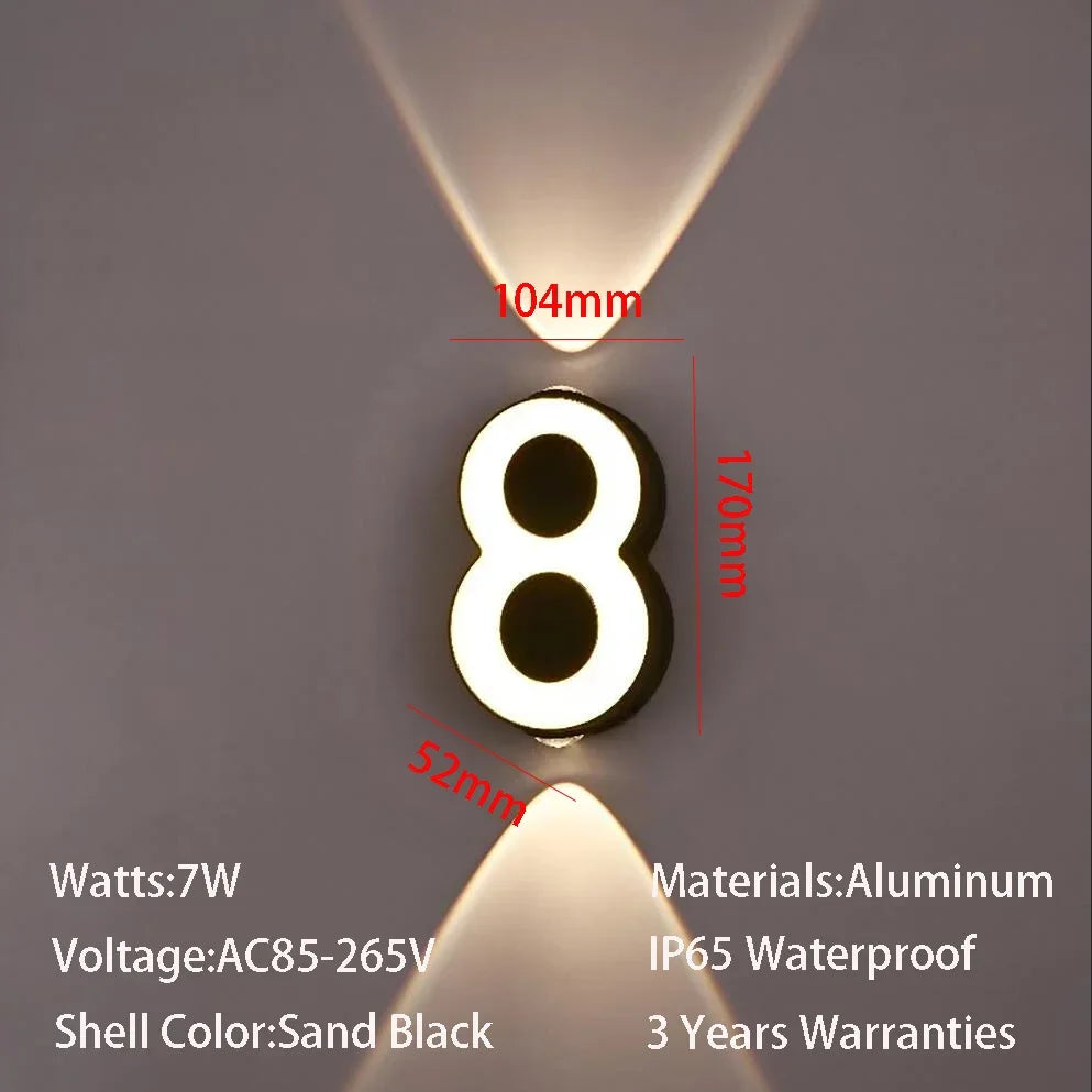 LED Vägglampa Siffra 7W IP65 – Aluminium Minimalism
