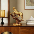 Gyllene Leopard Bokhylldekor – Lyxig Modern Skrivbordsornament Sovrum