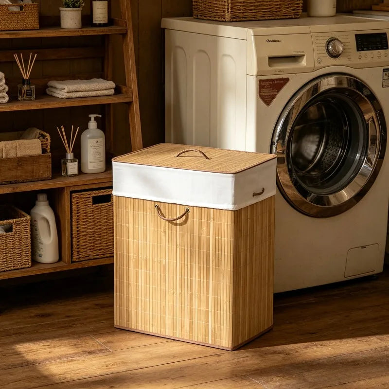 Naturlig Bambu Rektangulär Tvättkorg – Tvättstuga & Badrum Förvaring