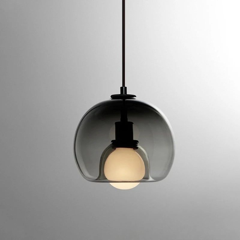 Glas LED Takkrona Bar – Modern Grå Konst Hänglampa