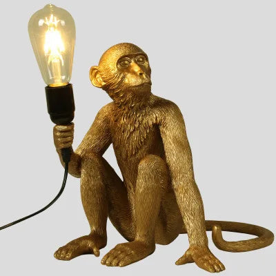 Nordisk Apa Vägglampa Resin – Kreativ Djurlampsskylt Barnrum & Restaurant