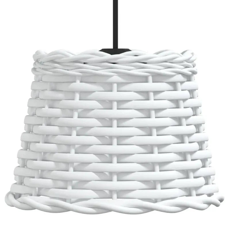 Vit Wicker Taktlampskärm Ø20×15 cm – Handgjord Naturlig Stil