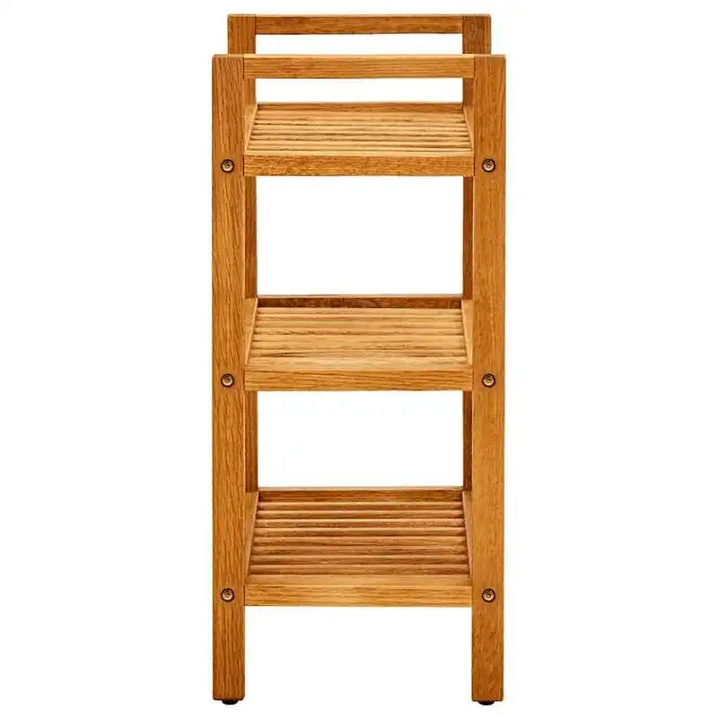 3-Hyllors Massiv Ek Skohylla 50×27×60 cm – Rustik 8 kg/Hylla Hallförvaring