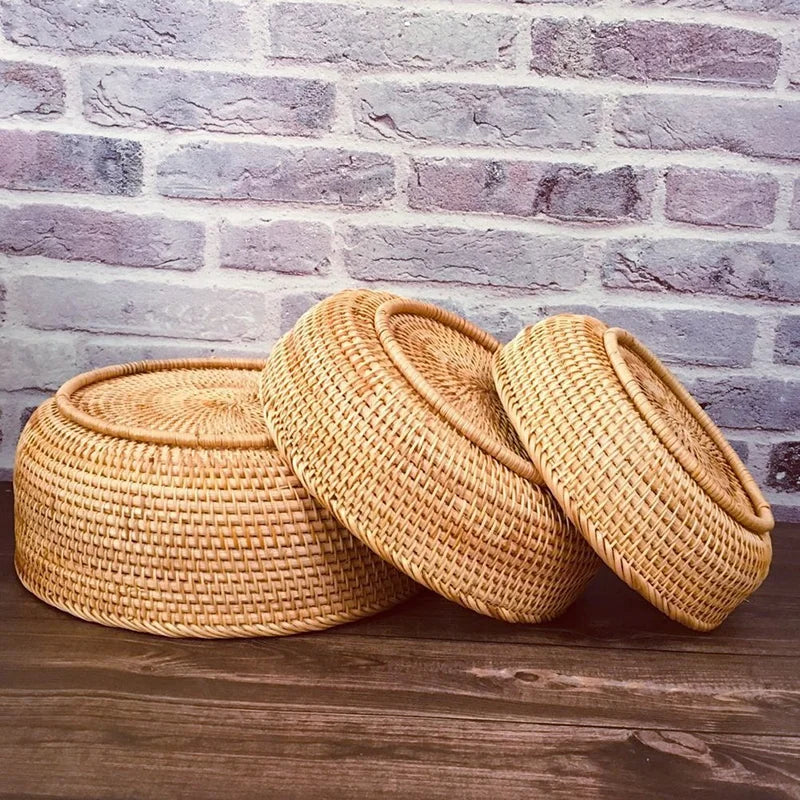 Handvävd Rattan Förvaringskorg – Frukt, Te, Bröd & Kosmetikförvaring Kök
