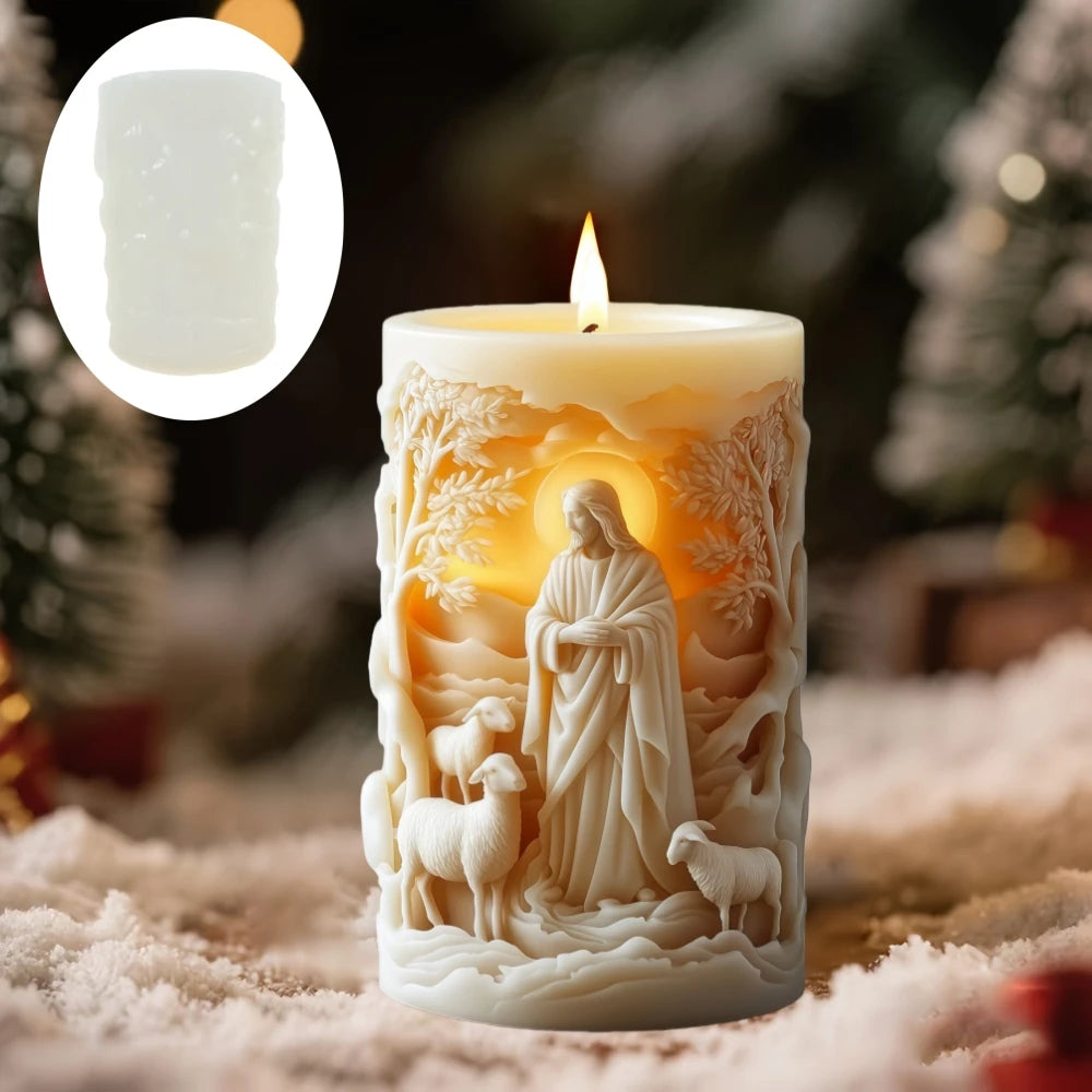 Påskformad Doftljussilikonform – Jesus & Kanin Resin Gjutform Hantverk