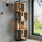 Öppen Bokhylla Metall & MDF 59×30×180 cm – 4 Fack Industriell Fristående