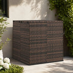 Utomhus Trädgårdskuddsbox 100×97,5×104 cm Rattan-look – Brun Patio & Balkong
