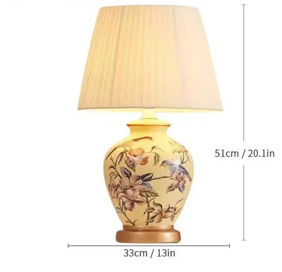 Nordisk Vintage Keramisk Bordslampa – Tyglampskärm