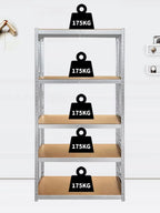 180 cm Hyllsystem 5 Lager 875 kg Lastkapacitet – Lagerhylla Garage & Förråd