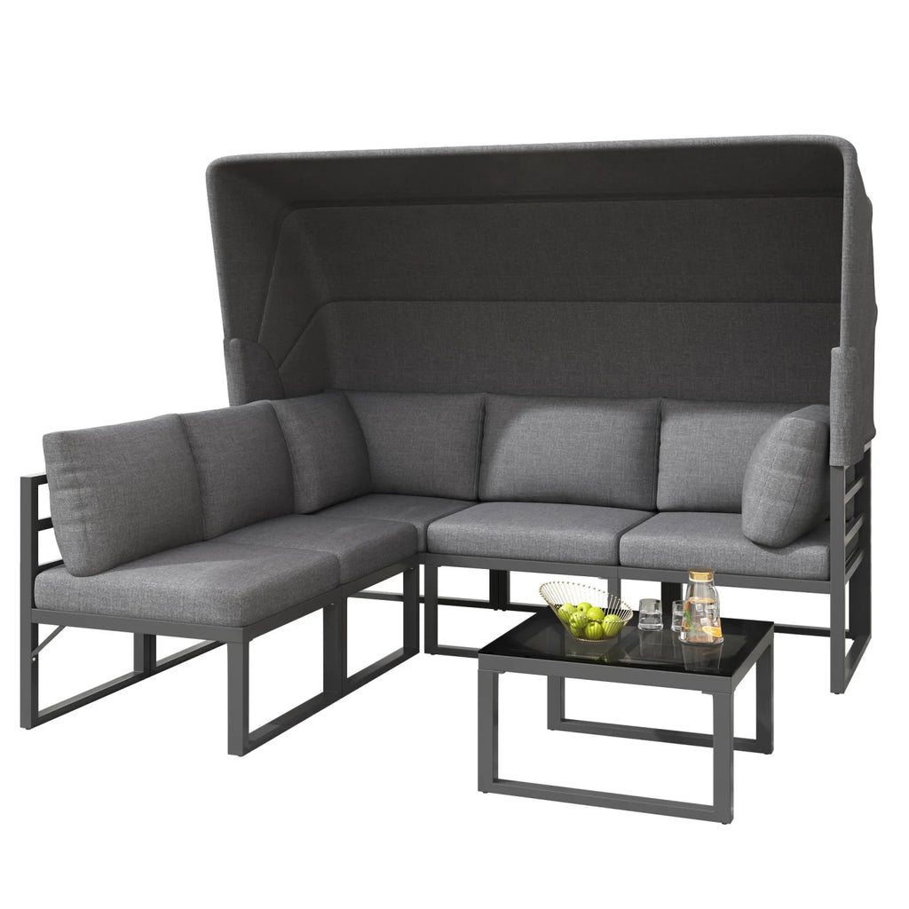 Loungeset med Solskydd – Soffa & Fåtöljer