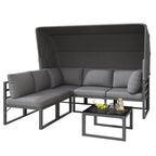 Loungeset med Solskydd – Soffa & Fåtöljer