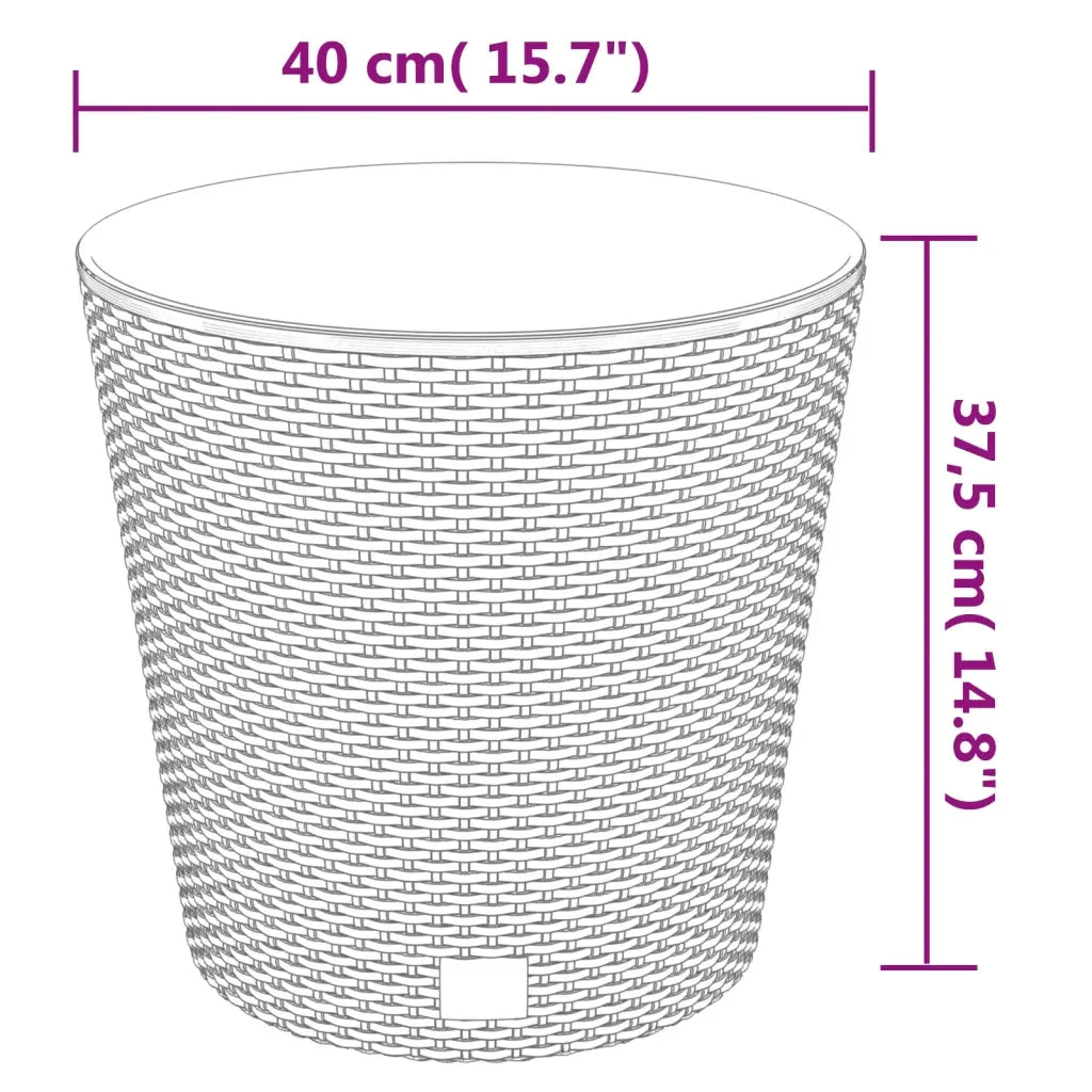 Upphöjd Blomkruka Rattan-look 40×37,5 cm – PP & Metallram Balkong & Altan