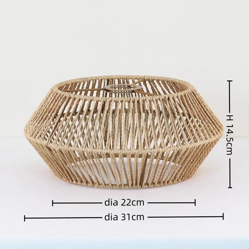 Handflätad Retro Papperslampskärm – Rattan Hänglampa Kafé & Hotell