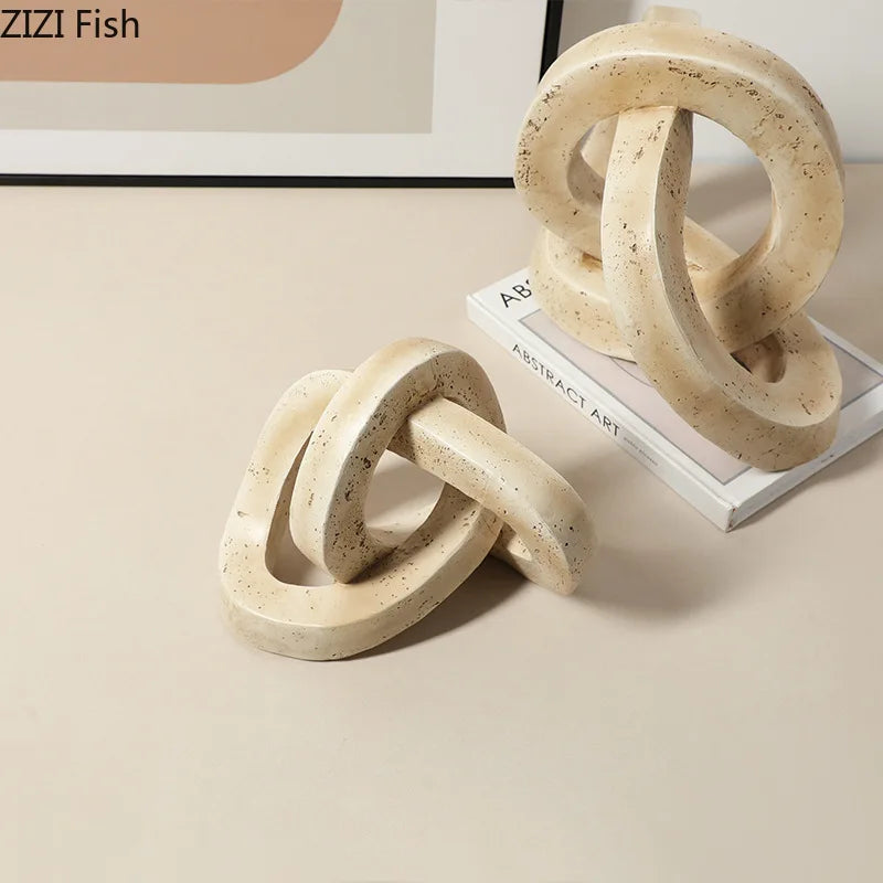 Minimalistisk Geometrisk Knutring Skulptur – Abstrakt Skrivbordsdekor