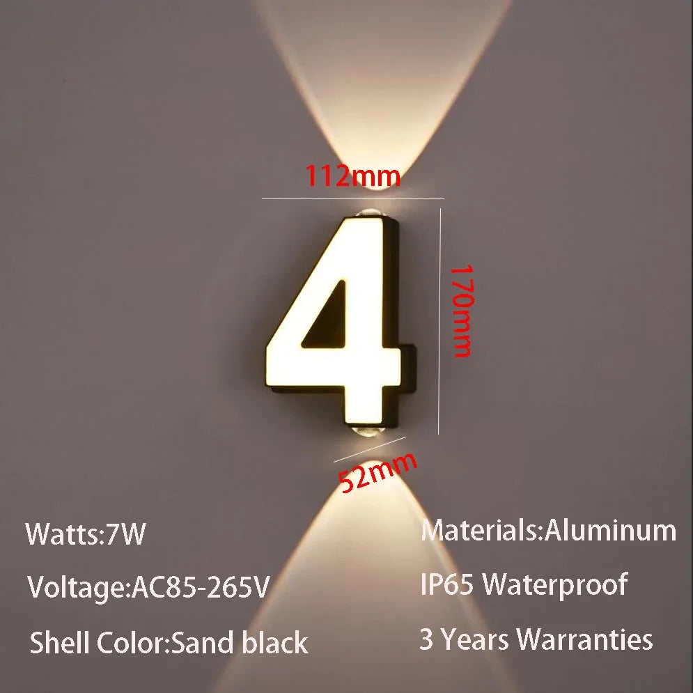 LED Vägglampa Siffra 7W IP65 – Aluminium Minimalism