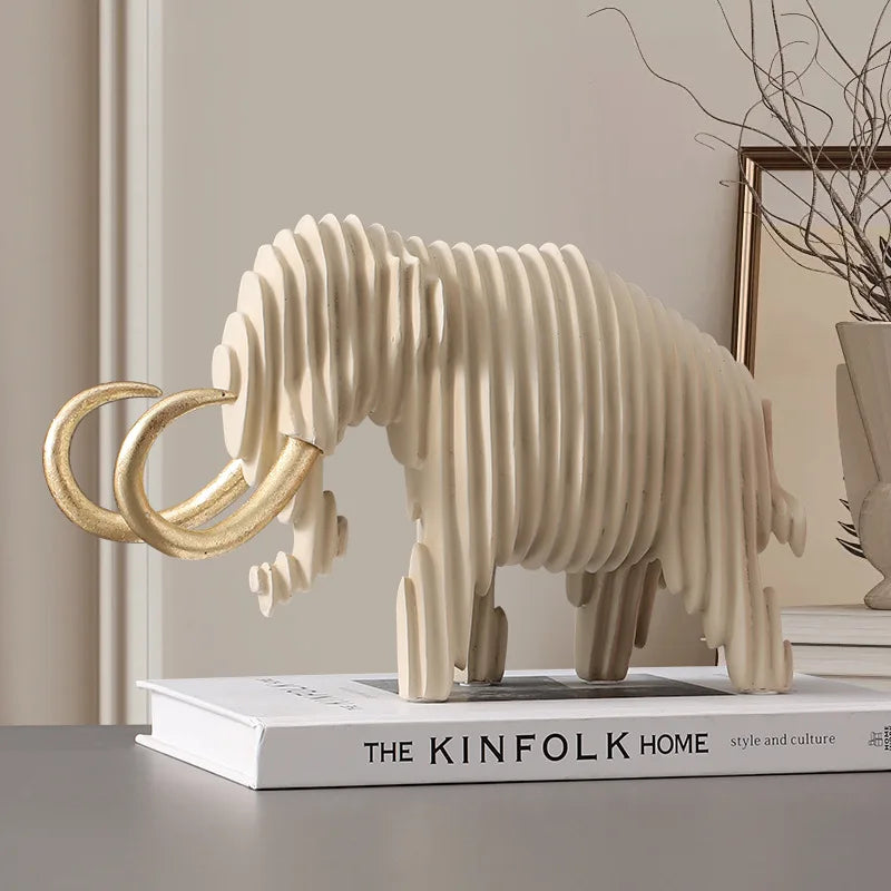 Kreativ Mammut Resin Skulptur – Abstrakt Randig Elefant Hemdekor