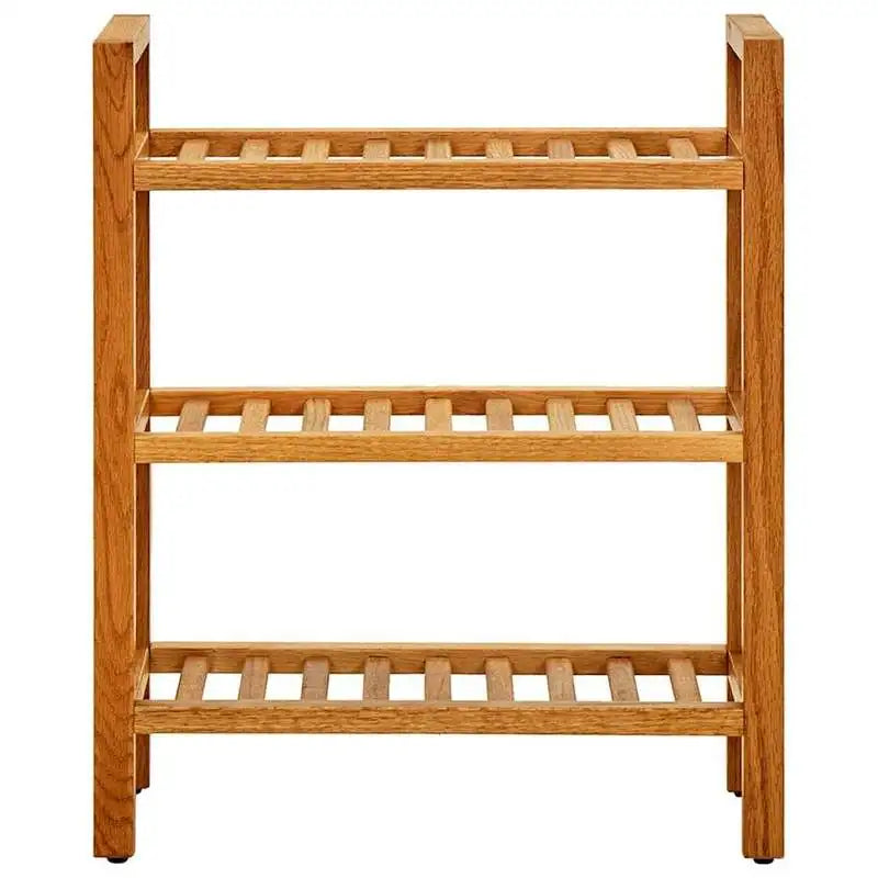 3-Hyllors Massiv Ek Skohylla 50×27×60 cm – Rustik 8 kg/Hylla Hallförvaring