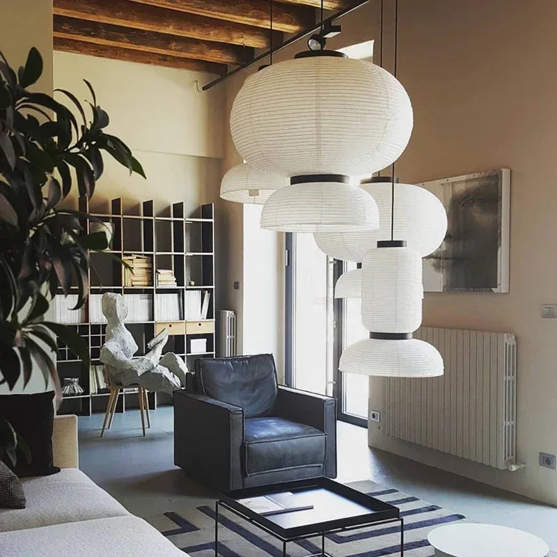 Wabi-Sabi Taklampa Rispapper – Japansk Hänglampa LED