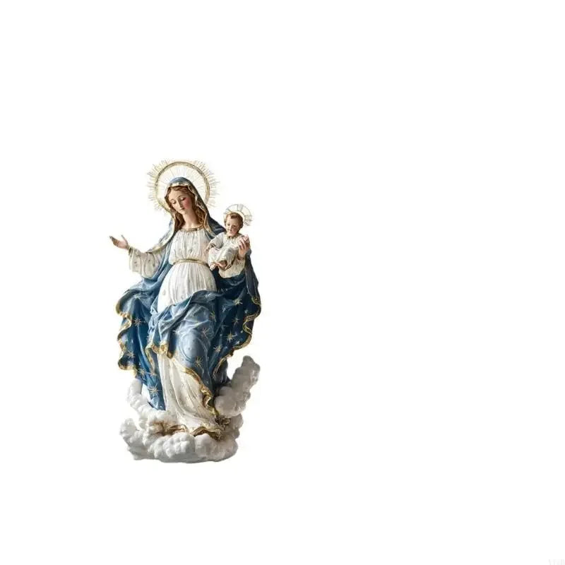 Madonna & Barn Akryls Skulptur 2D med Bas – Religiös Hemdekor Katolsk
