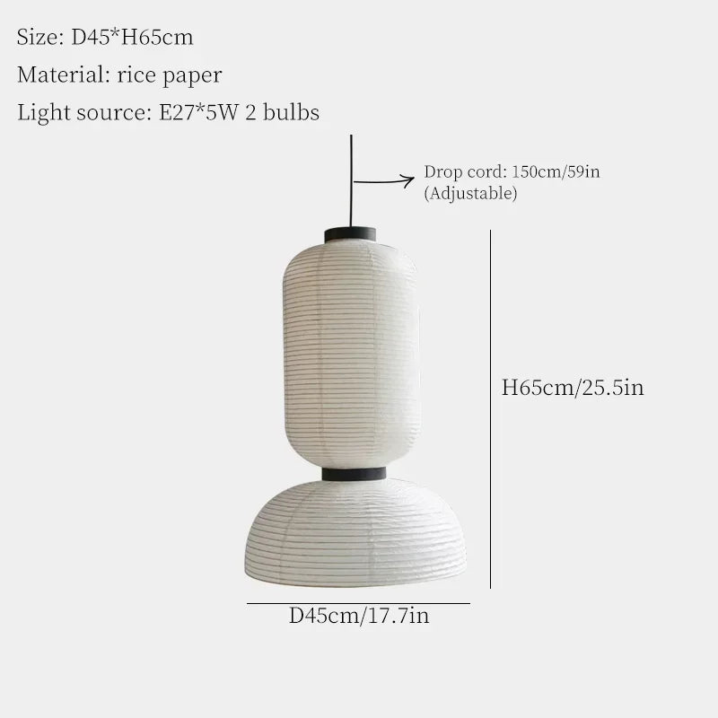 Wabi-Sabi Taklampa Rispapper – Japansk Hänglampa LED