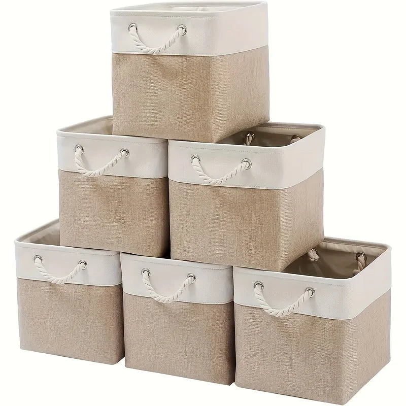 6-Pack Vikbara Linnekuber 28×28×28 cm – Garderobsorganisering med Rephandtag