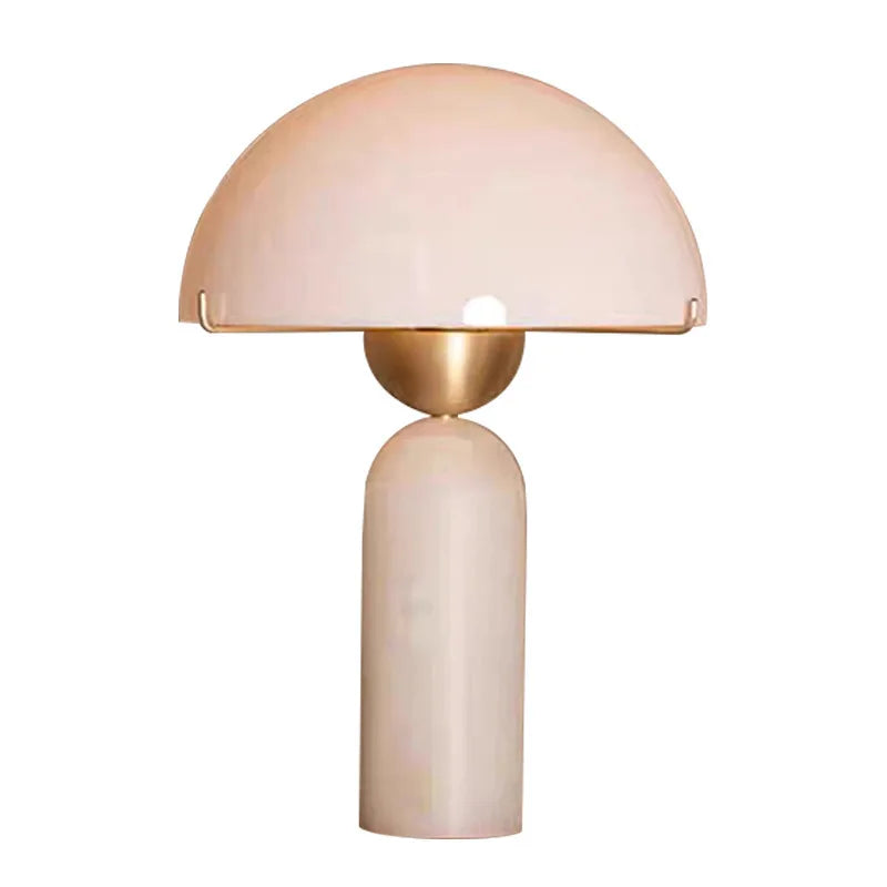 Nordisk Retro Travertin Bordslampa – Glas Amerikansk
