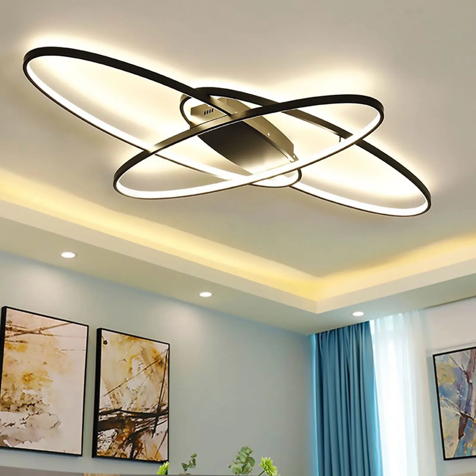 Geometrisk LED Taklampa Svart 40W – 3 Färger Dimbar