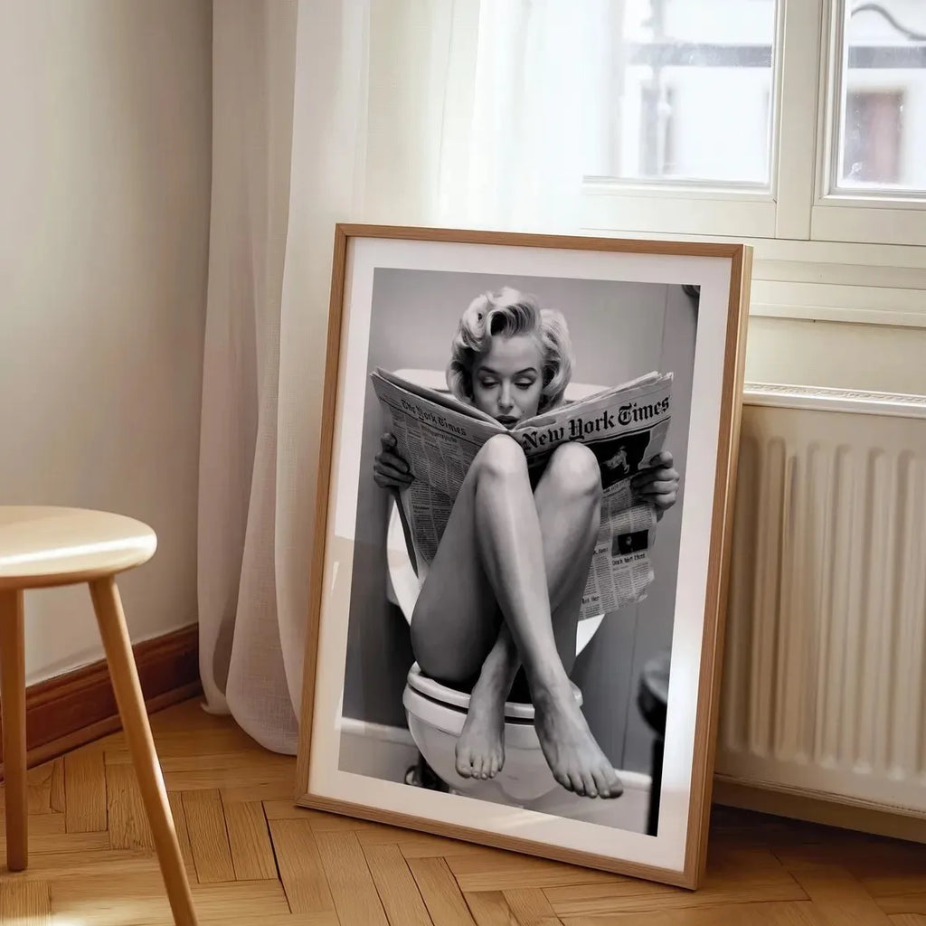 Svartvit Konst Canvas Poster – Kvinna med Kamera Vardagsrum & Badrum