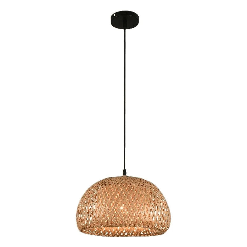 Bambu Lykthänglampa Handvävd Rattan E27 – Naturlig Wabi-Sabi