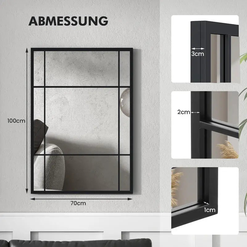 Rektangulär Väggspegel Metallram 100×70 cm – Dekorativ Hängspegel
