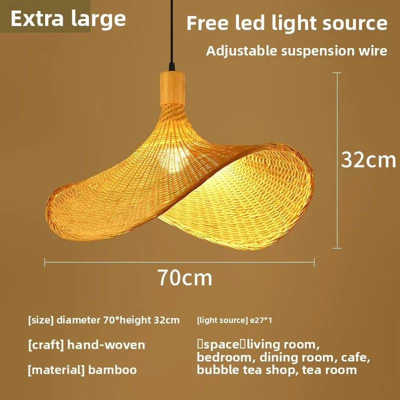 Japansk Wabi-Sabi Bambu Hänglampa – Rattan & Te-rum