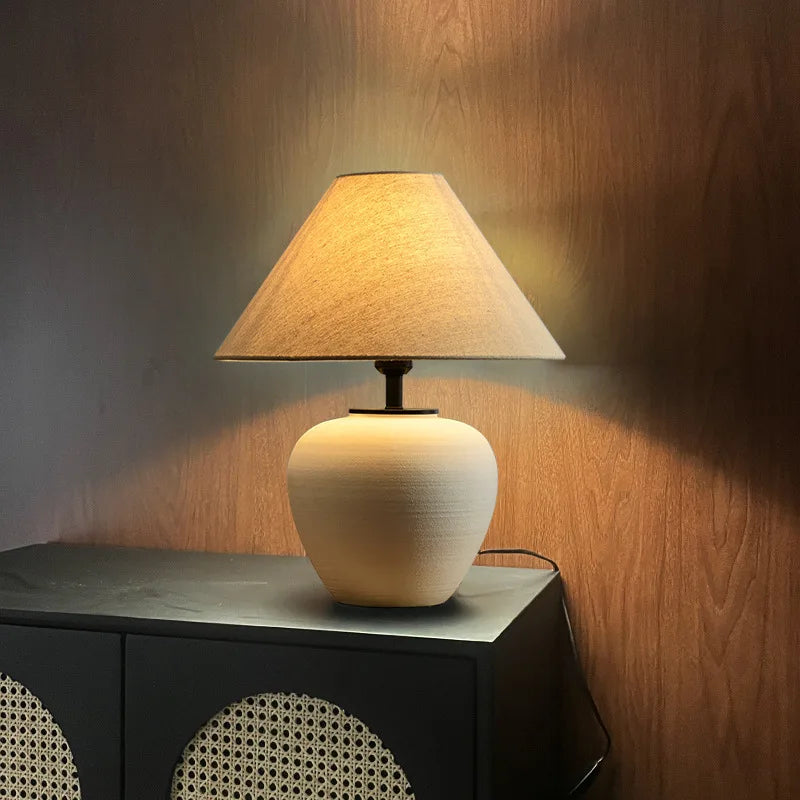 Japansk Kruka Bordslampa Keramik Wabi-Sabi – Handgjord Sovrum & Vardagsrum
