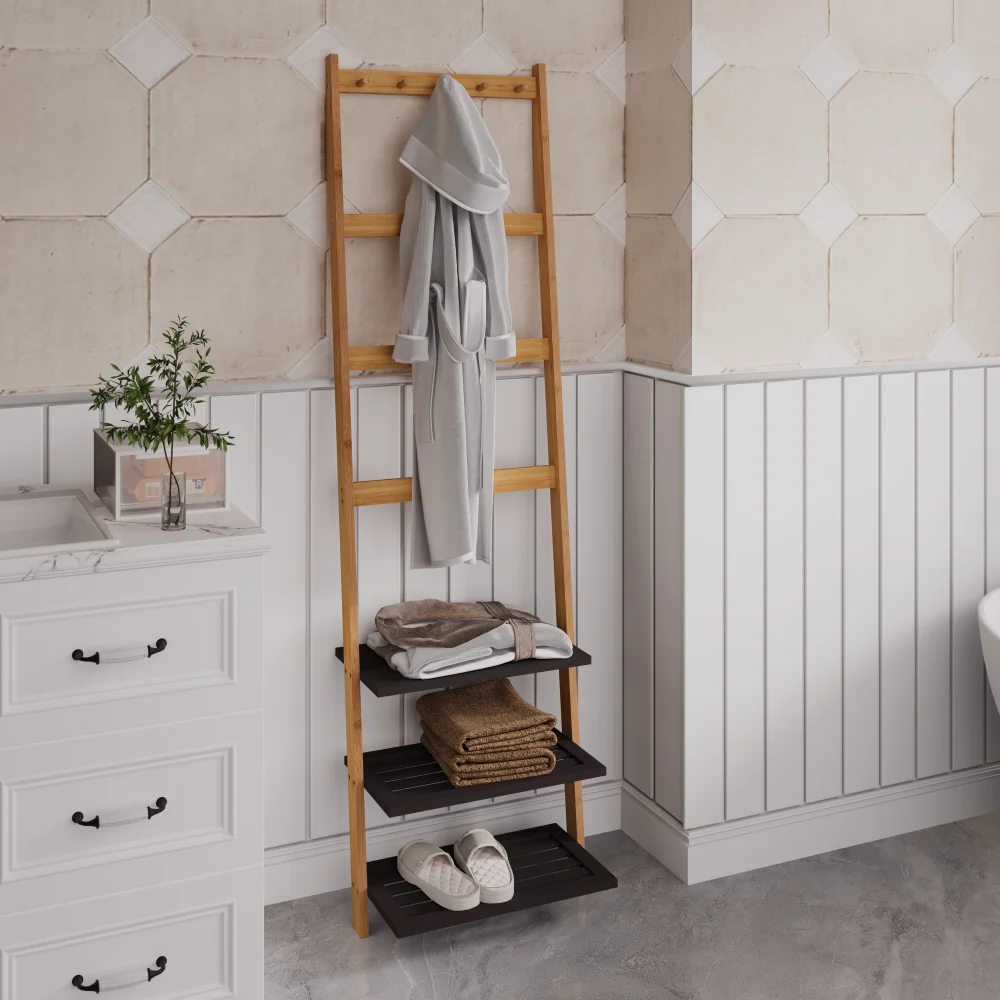 Bambu Kappstell med Skohylla – Naturlig & Koltänsfärg Hall & Entré