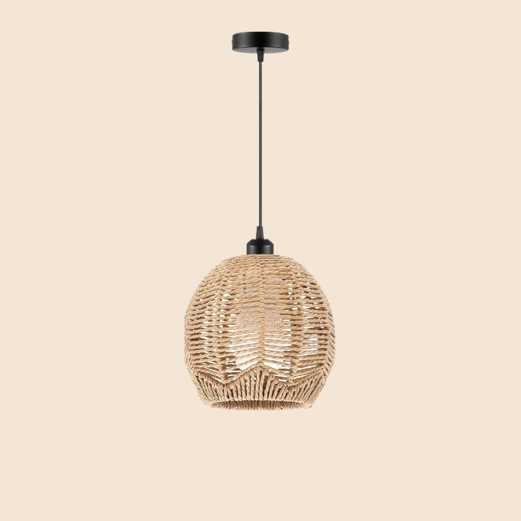 Boho Wickerlampskärm 15 cm Papperslina – E27/E26 Hänglampa Dekorativ
