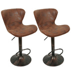 Retro Barpall i Läder – Höj/Sänkbar, 2-pack