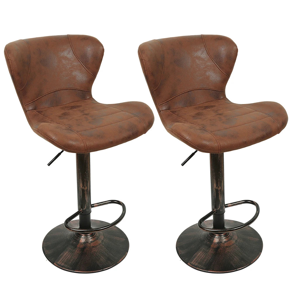 Retro Barpall i Läder – Höj/Sänkbar, 2-pack
