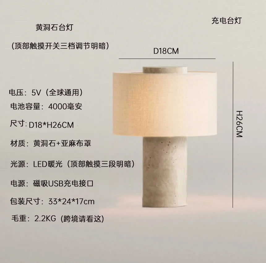 Marmor Bordslampa Touch – Cylinder Vittyg