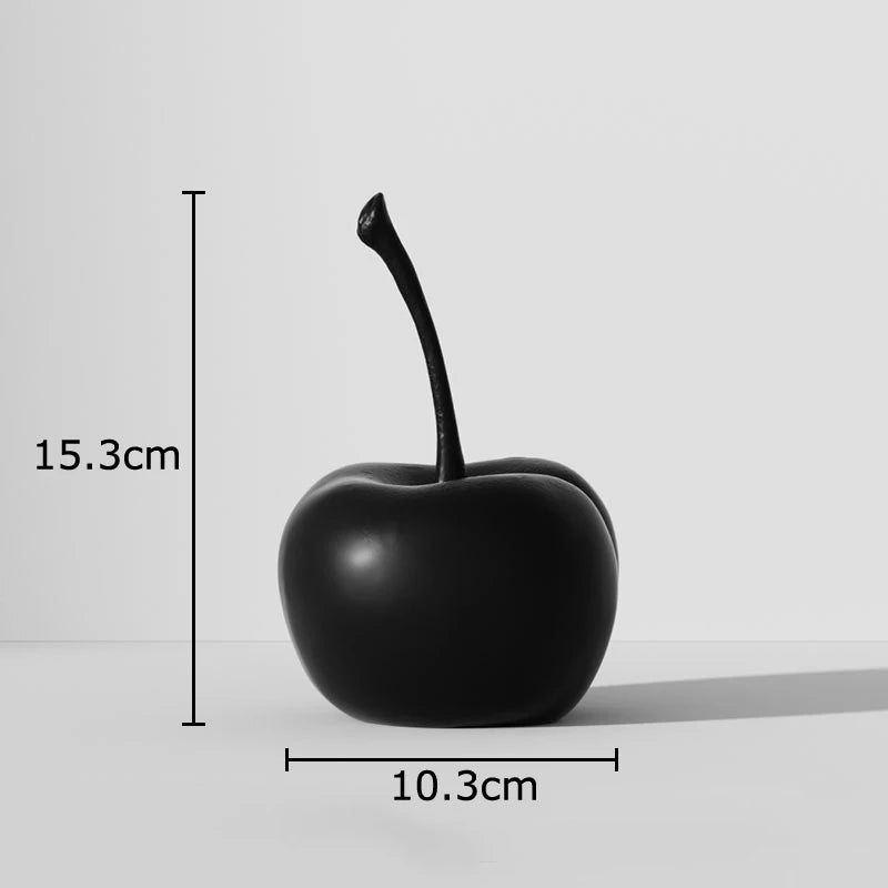 Svartvit Rand Äpple & Ananas Staty – Minimalistisk Resin Skrivbordsskulptur