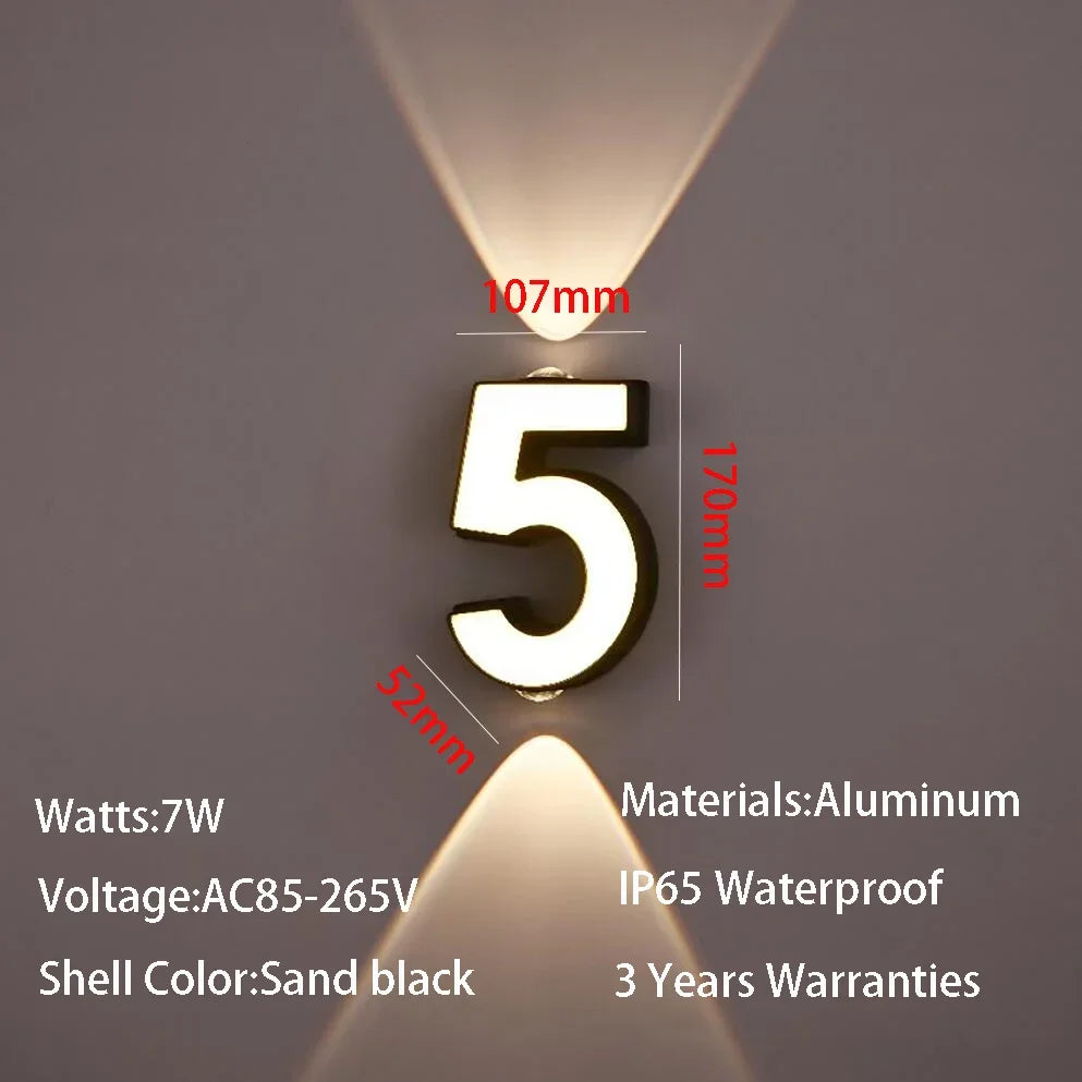 LED Vägglampa Siffra 7W IP65 – Aluminium Minimalism