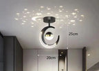 Kreativ Måne & Stjärnor LED Taklampa – Guld & Svart Loft