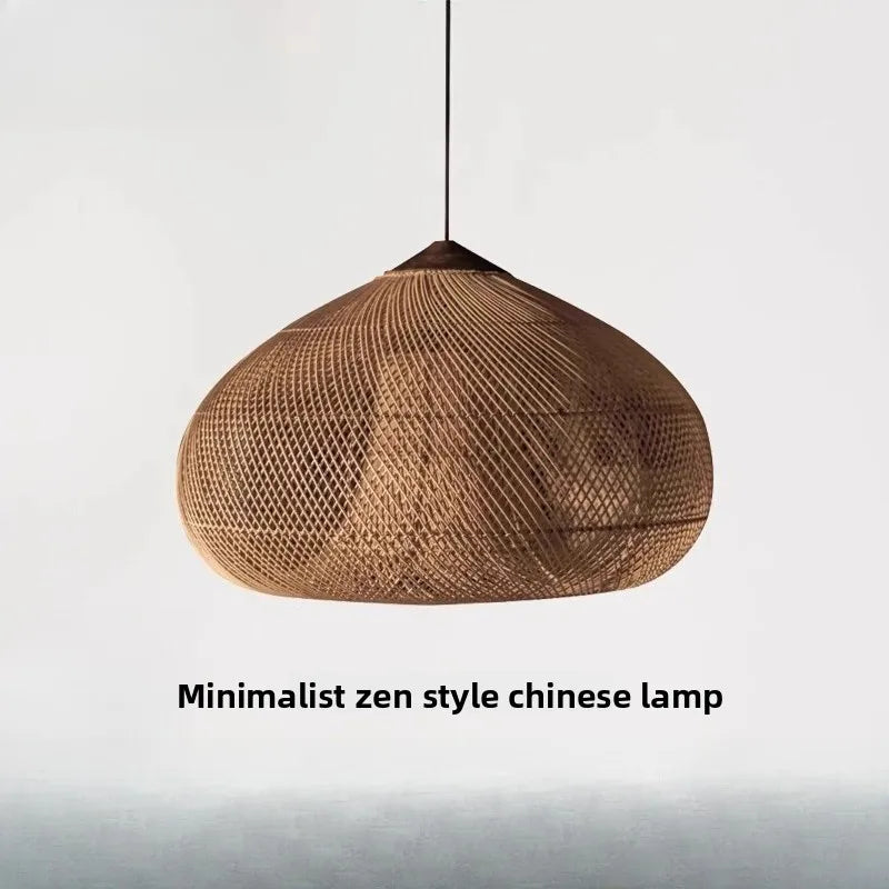Japansk Wabi-Sabi Rattan Hänglampa Handvävd – Boho E27 Restaurant & Köksö