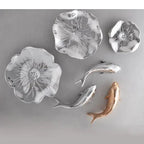 Karp & Lotusblad Resin Väggdekoration – Abstrakt Hantverk Vardagsrum
