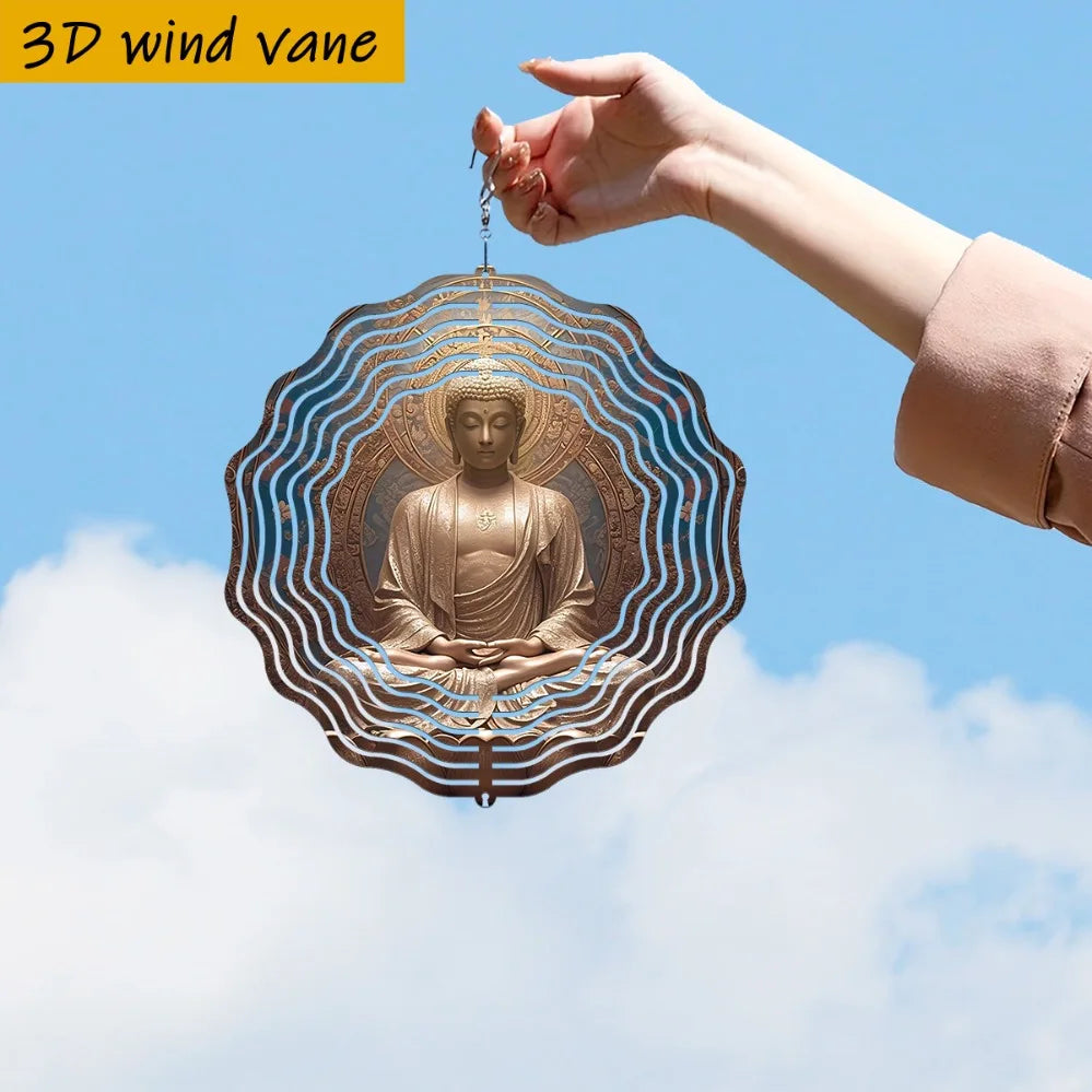 Buddha Staty Gyllene Lotussäte 25,5 cm – 360° Roterande Vindspelkrok